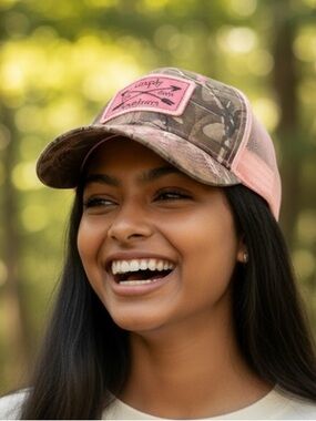 Simply Southern Camo Cap with Pink Patch and Stitching